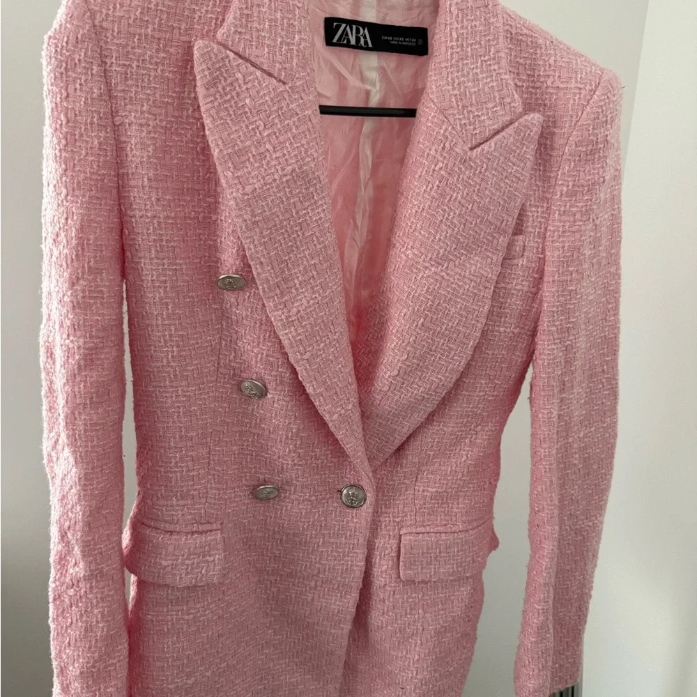 Zara Blush Pink Tweed Blazer - Picture 4 of 6